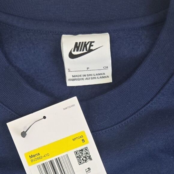 Nike Men's Club Fleece Crewneck Sweatshirt Navy Blue BV2662-410 Size Small NWT - Picture 8 of 12